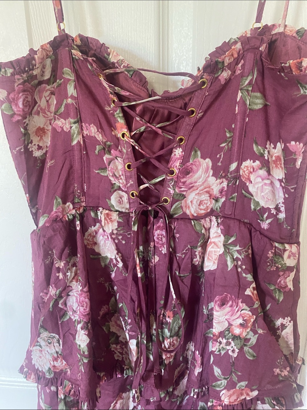Altar'd State Rose Print Tiered Maxi Dress in Mauve - Picture 5 of 8
